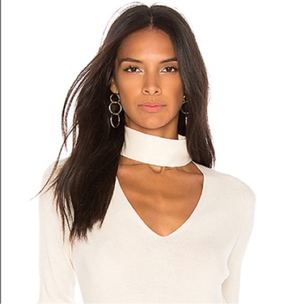Theory Ivory Tie Neck Sweater size P